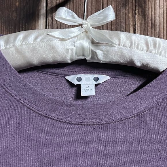 Three Dots Purple Speckled Fuzzy Cozy Comfy Loungewear Pullover Sweatshirt Sz M - Picture 3 of 8